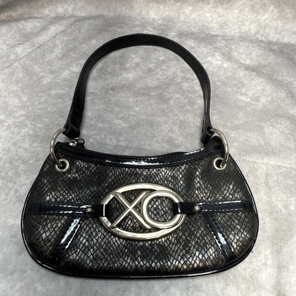 Vintage Y2K XOXO black snakeskin textured mini shoulder bag VGUC - Picture 1 of 13